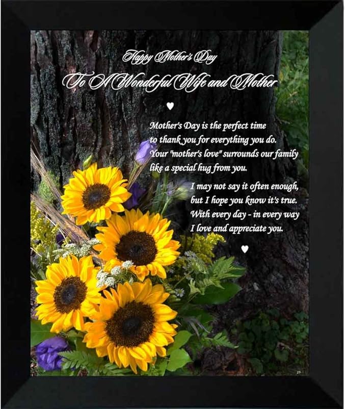 To My Wife on Mother's Day Sweet Poem From Husband in 8x10 Inch Frame