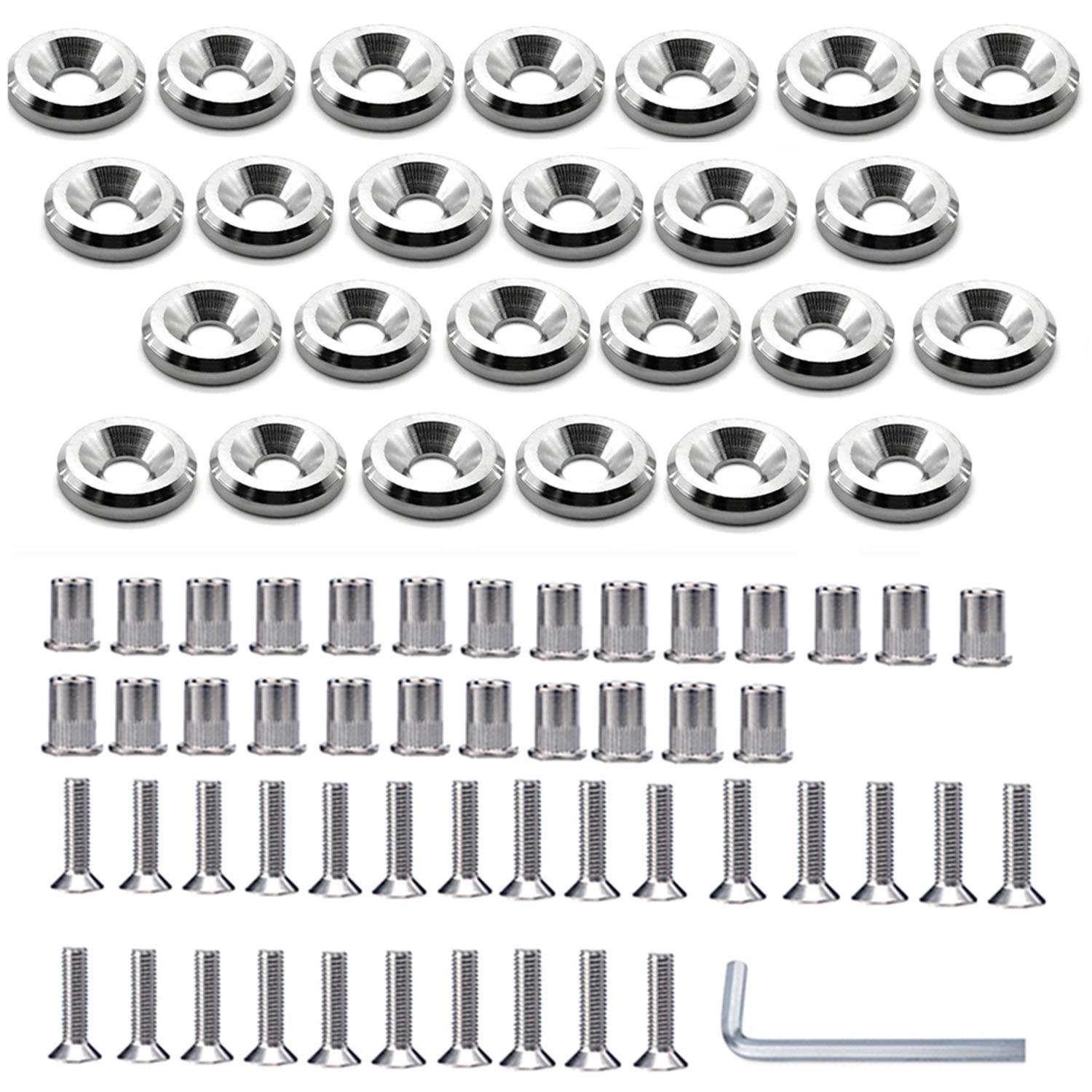 Photo 1 of STETION Stainless Steel 25 Pcs Fender Bumper Washer Bolt M5x20mm CNC Finishing Washer Engine Bay Dress Up Fastener Kit Flares Widebody Installation Hardware Kit, SHDP12