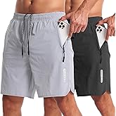 CANGHPGIN 2 Pack Mens Workout Athletic Shorts 7 inch Inseam Quick Dry Hiking Shorts Men Lightweight Sports Gym Shorts Running