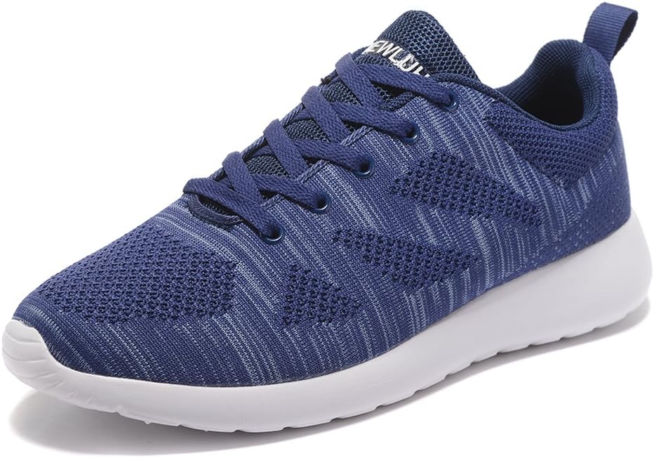newluhu Men's Running Shoes Lightweight Outdoor Casual Athletic Knit Sports Sneakers (13US/47EU, Blue-040)