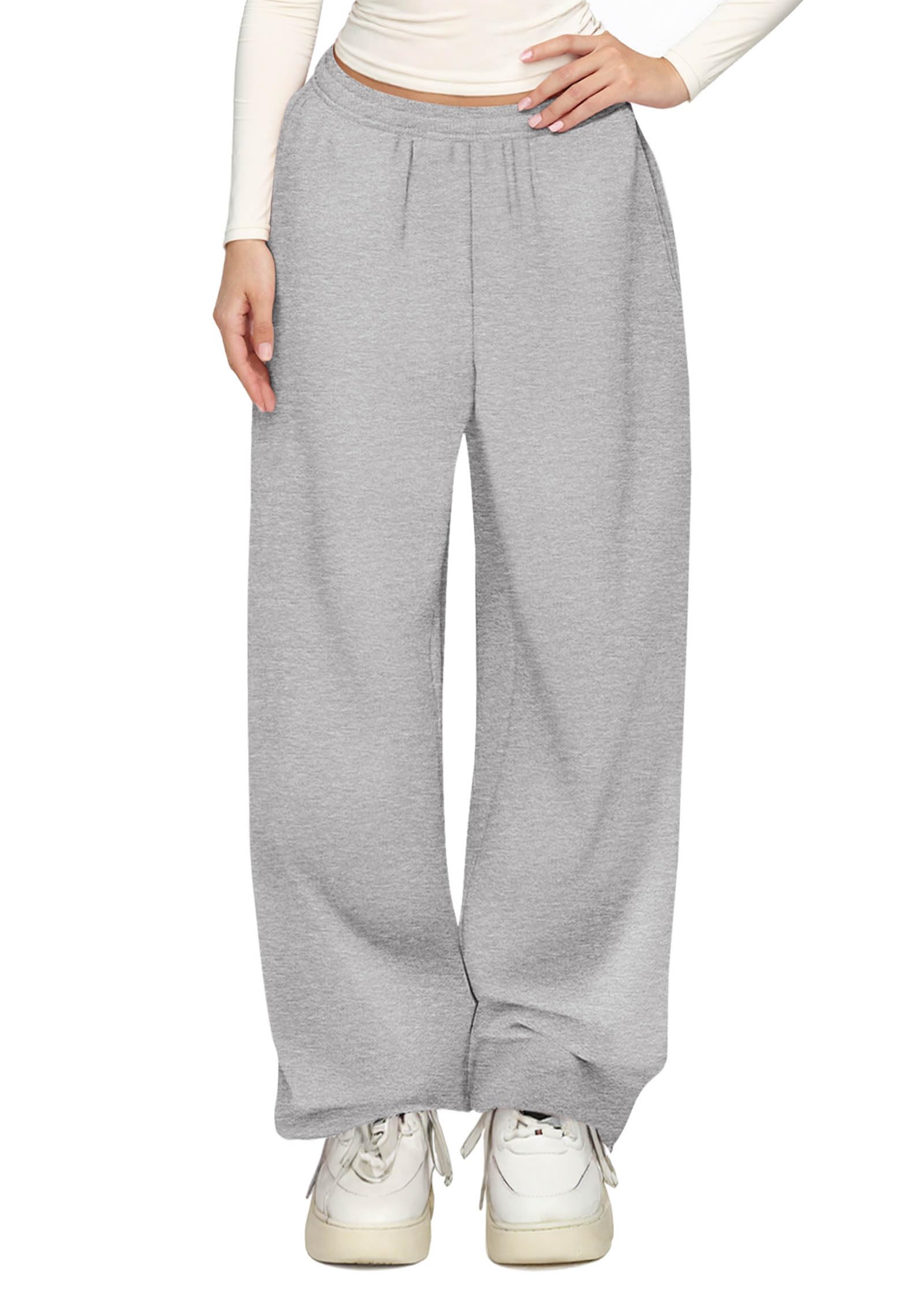 KIRUNDO Sweatpants Women 2025 Fall Baggy Wide Leg Lounge Pants Casual Elastic High Waisted Workout Joggers with Pockets(Grey, Large)