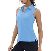 TACVASEN Womens Golf Shirts Sleeveless Racerback Polo Shirt UPF 50+ Zip Up Moisture Wicking Workout Tennis Athletic Tank Tops
