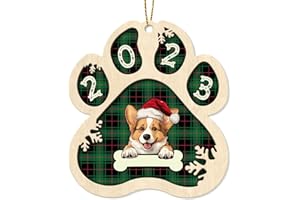 GENANY Corgi Dog Paw Print Ornament, Dog Christmas Ornaments 2023, Dog Paw Ornaments for Christmas Tree, Christmas Ornaments 2023, Dog Christmas Ornament, Dog Christmas Decorations for Tree