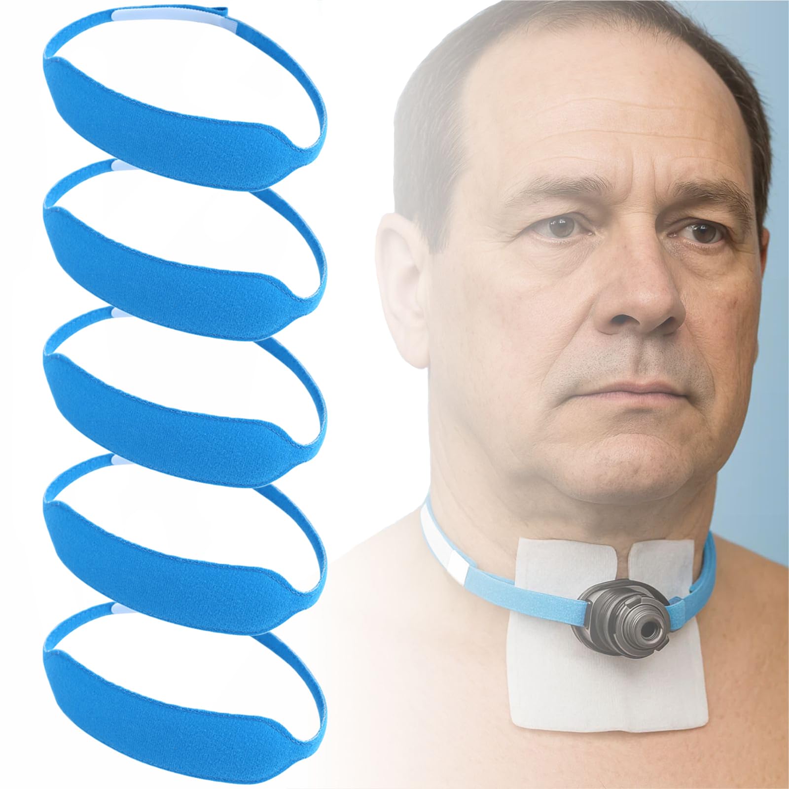 HXCH Tracheostomy Tube Holder Belt - Disposable Trach Ties Neckband for Laryngectomy, Individually Packaged, 5 Pcs