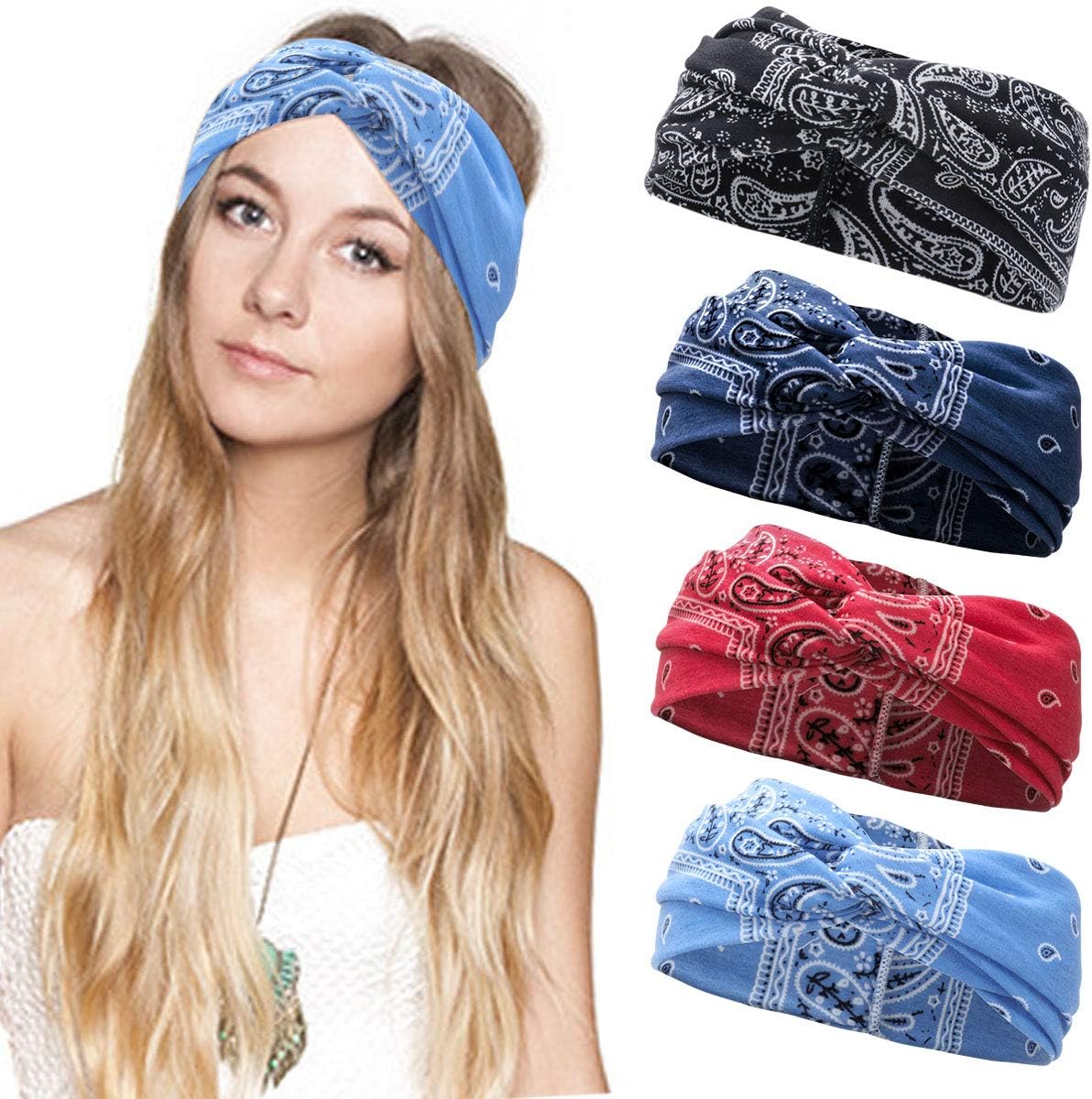 Womens Winter Knitted Headband - Crochet Knitted Turban Headwrap Twist Hair Band Warm Crocheted Hairband Hat Cap Ear Warmer