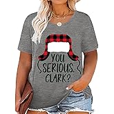kfulemai Plus Size Christmas Tree Tshirt Womens Merry Christmas Graphic tee Merry and Bright Short Sleeve