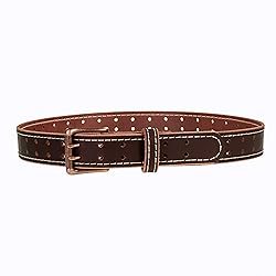 Men’s Classic Leather Belt, Double Prong Retro