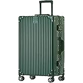 HotWay Carry On Luggage with Aluminum Frame, 20 Inch PC Hard Shell Suitcase with Spinner Wheels and TSA Lock, Lightweight Luggage for Travel (22x14x9 Airline Approved), Green