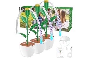 JDZ Portable Desktop Fan White, 3pcs USB-C Fans with Flexible Goose-Neck, Flower Pot Shape, Holographic Removable Blades, Sui