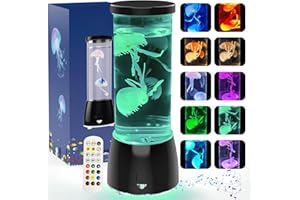 Jellyfish Lamp with Speaker, 10 Color Changing Jellyfish Night Light, Remote Control Jelly Fish Light Lamp with 12 White Nois