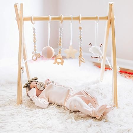 funny supply Wooden Baby Gym with 6 Gym 