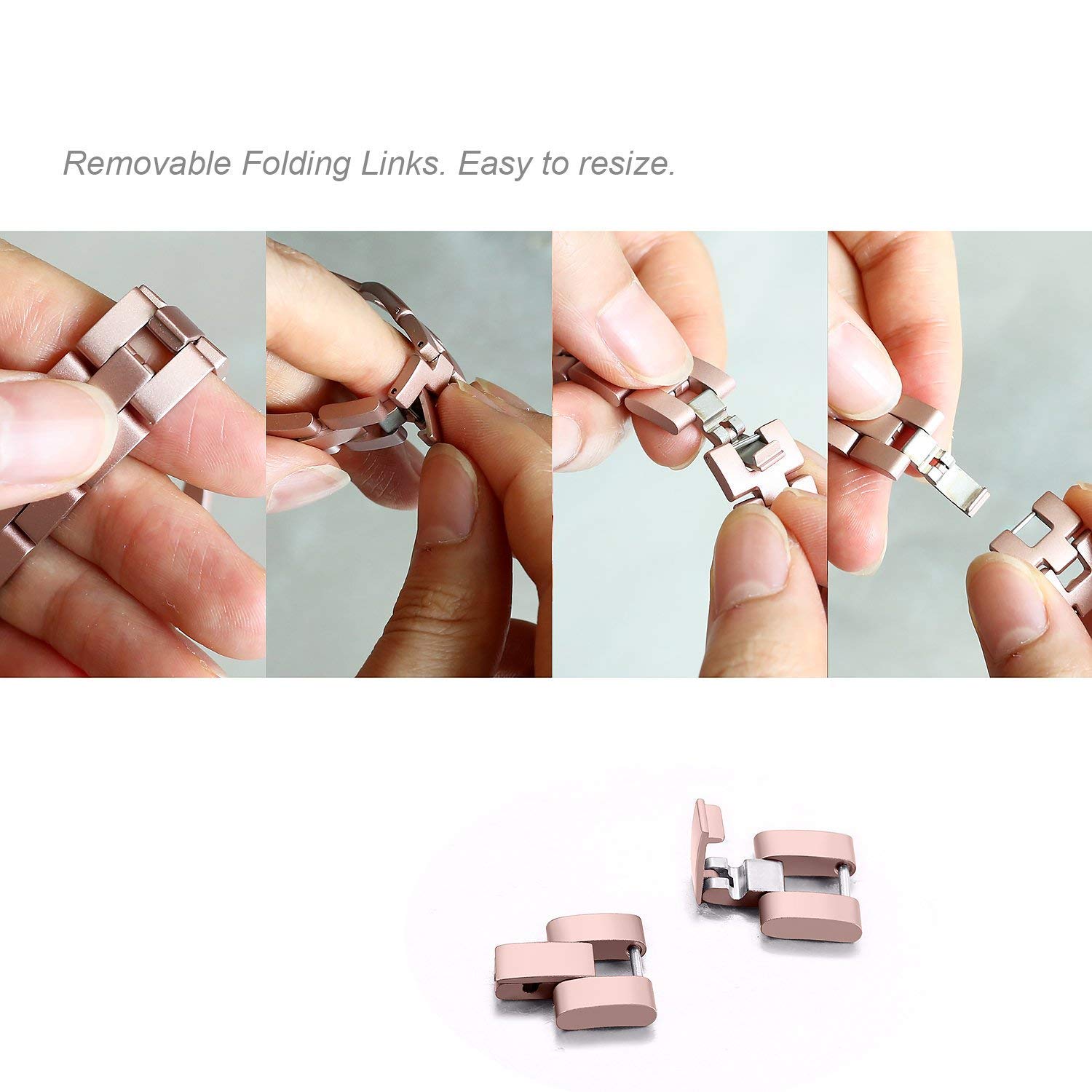 Yicon Compatible Apple Watch Band 38mm 42mm Women, Stainless Steel Metal Replacement Strap X-Link iwatch Apple Watch Series 3,2,1,Nike+, Sport, Edition,Silver, Rosegold (Sliver, 38mm)