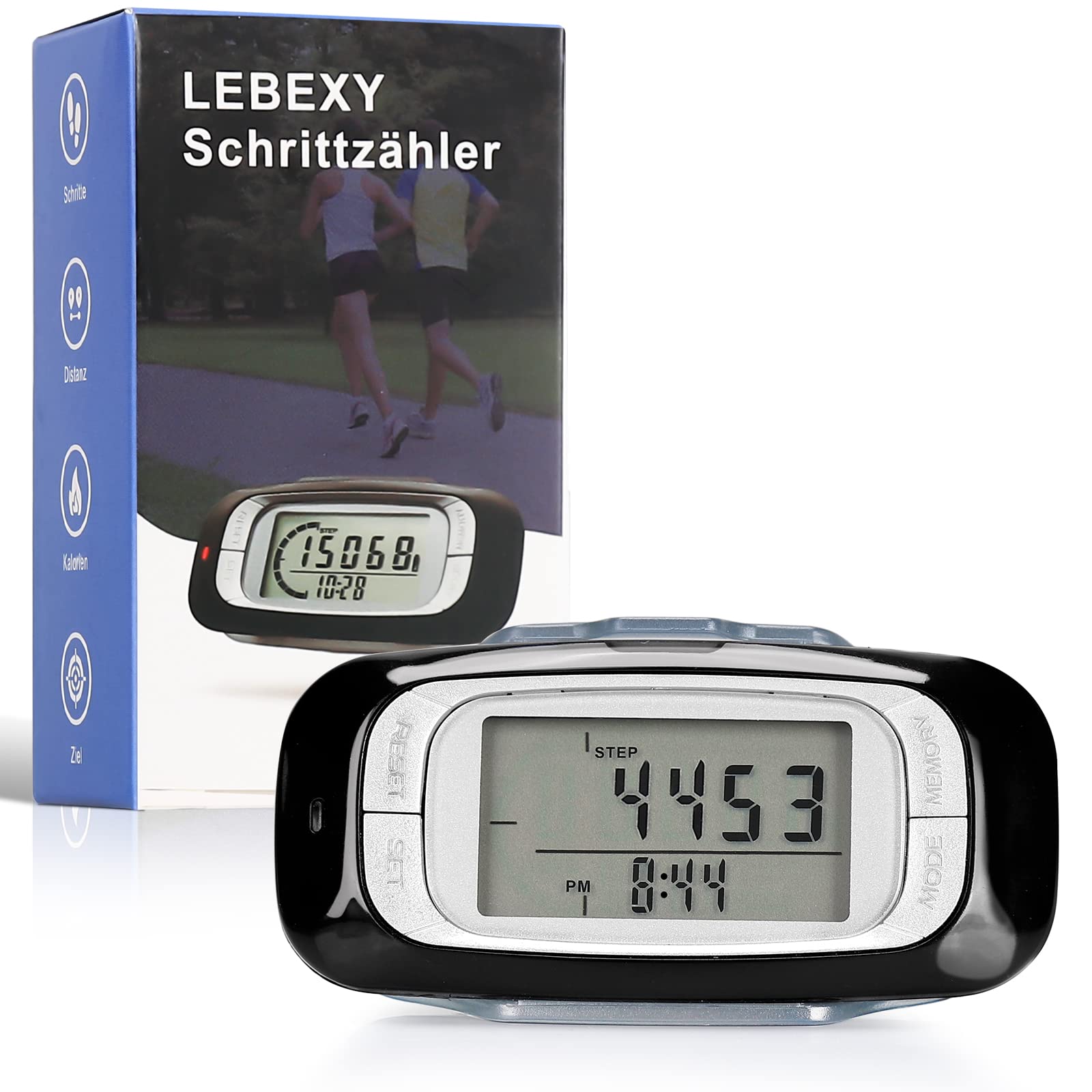 LEBEXY Pedometer Clip Simple Pedometer Fitness Tracker Operation Test Winner Step/Distance/Calories/Counter Counter, Without Bluetooth/App/Mobile Phone, 3D Pedometer with Large Display