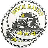 EDINGM 2 PCS Duck Rated 4x4 Metal Car Badge, 3D Round Metal Car Emblems, Compatible with Jeep Wrangler Vehicles Trucks SUV RV