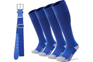 BUAVBO Toddler Baseball/Softball Socks And Belt Combo Kids T-Ball Socks For Youth Boys Girls(2 Pairs Of Socks & 1 Belt)