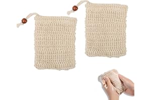 Natural Soap Bag,2 pcs Sisal Soap Bag,Soap Exfoliating Bag,Exfoliating Saver Pouch With Drawstring,for Bath Shower Foaming,Dr