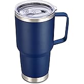 Cool Yoleb 30 oz Tumbler with Handle and Lid, Stainless Steel Tumblers Double Wall Vacuum Insulated Travel Mug Leak Proof Cup Keep Drinks Cold and Hot Navy, 1 Pack