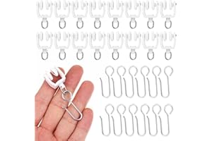 Partykindom 30 Pcs Curtain Track Gliders with Hooks Smooth Sliding Curtain Track Rollers with Most Rails for Bedrooms Living Rooms Rvs