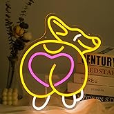 CKTBLEY Corgi Neon Sign, Acrylic, 14.9 x 12.9 inches, USB Powered, Modern Decorative Signage with Pink Heart for Home, Office Wall Decor, Pet Shop, Birthday Gifts