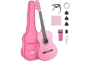 VEVOR Classical Guitar, 38 Inch, Wood Classical Guitar Starter Kit for Beginners, with Nylon Strings, Gig Bag, Strap, Tuner, 