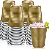 Zubebe 100 Pack 18oz Gold Cups, Disposable Plastic Cups Large Drinking for Wedding, Graduation Party, Beer Taste Serving, Snacks Samples and Tastings
