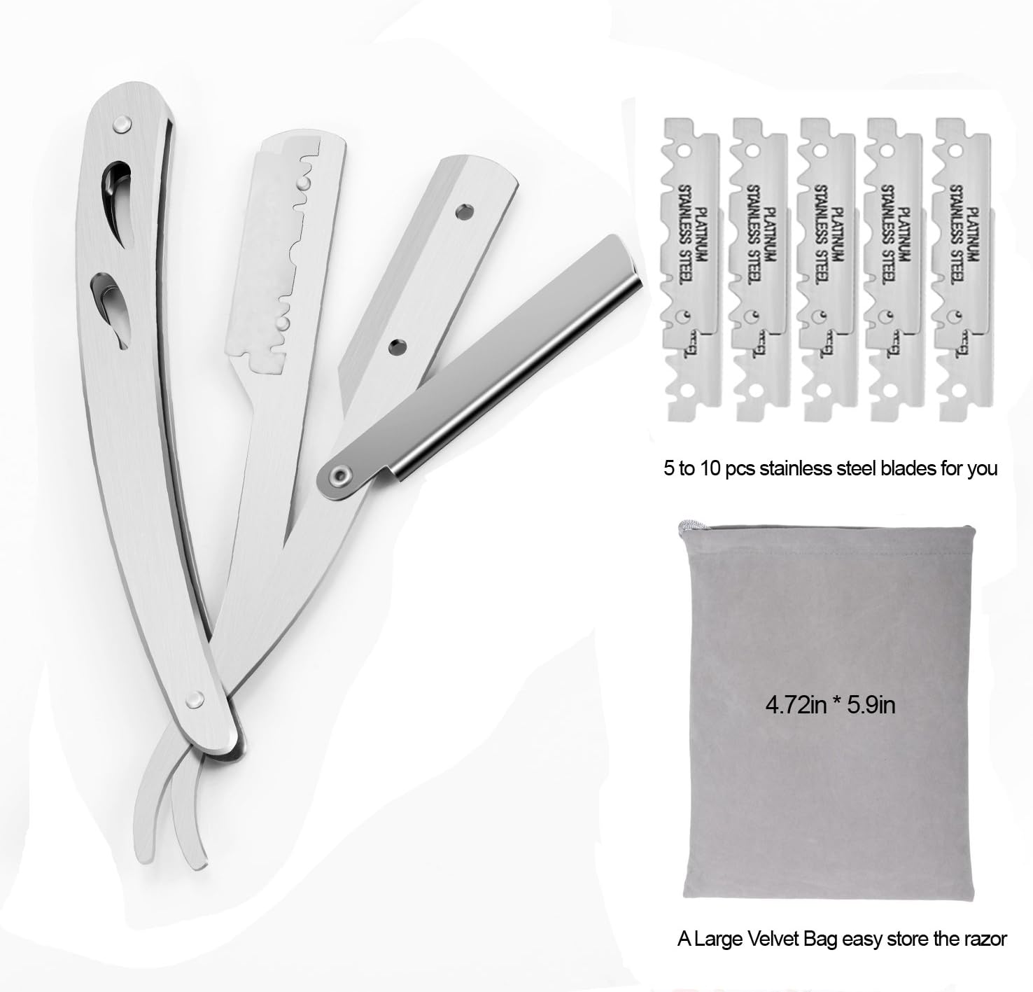 Straight Edge Razor, CUGLB Professional Safety Razor with 10pcs Blades