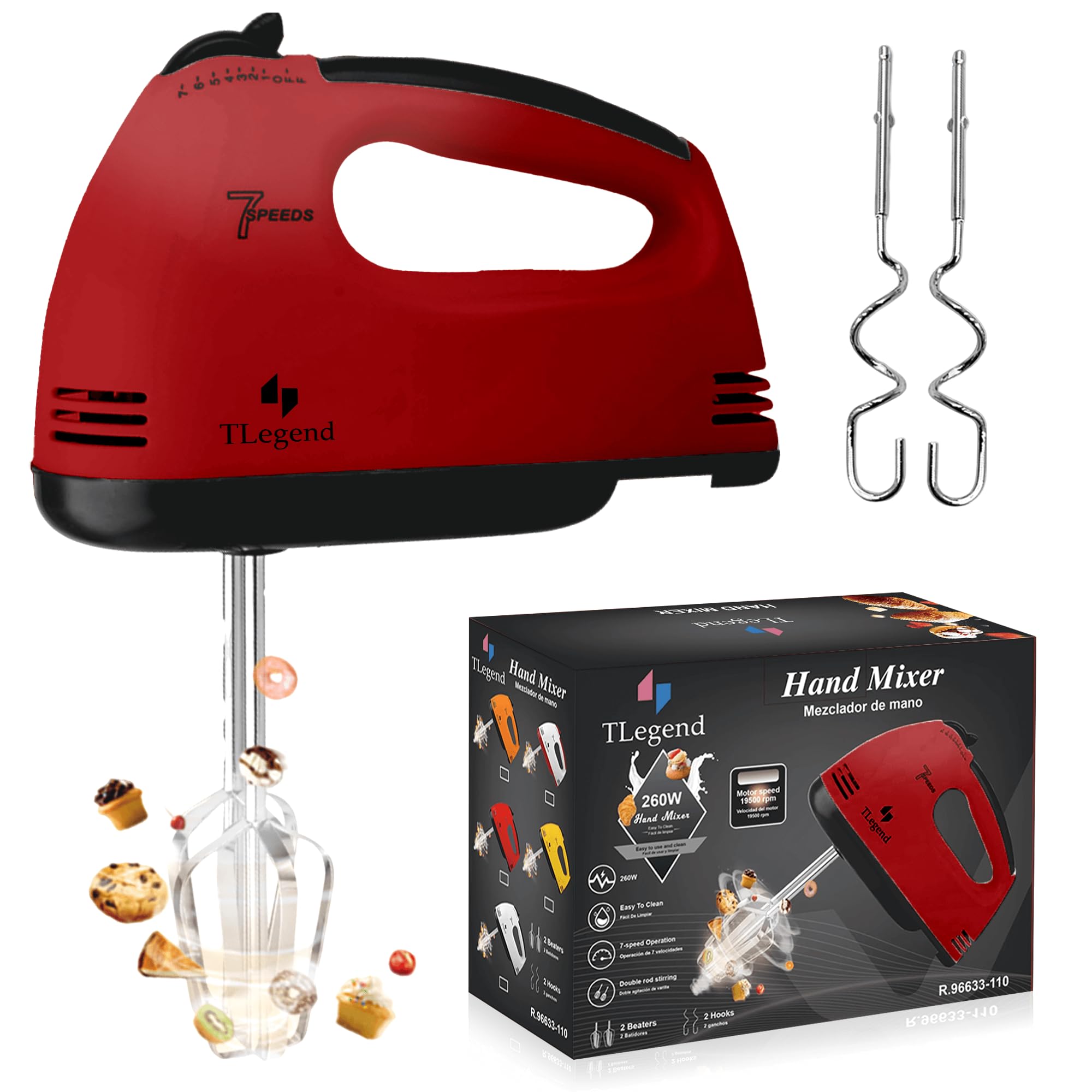 Photo 1 of  Hand Mixer Electric Handheld – 7 Speed Ultra Power Electric Mixer Handheld (Red)