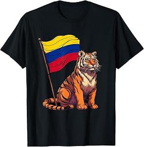 Colombia Flag Tiger Colombian Roots Colombian Pride T-Shirt