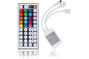 BZONE RGB LED Controller 2-Port 4Pin Dual Output with 44 Keys IR LED Light Remote Control DC12V-24V for 5050 3528 RGB Strip Lights