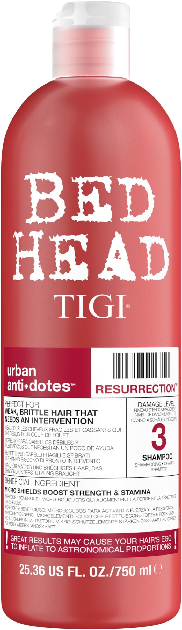 Bed Head by TIGI Urban Antidotes Resurrection Shampoo Damaged Hair 750ml