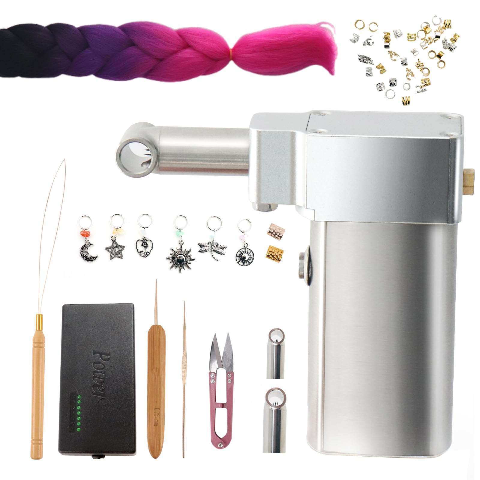 Photo 1 of Dreadlock Machine, Loc Machine for Dreadlocks, Reggae Dreadlocks Machine, Handheld Instant Loc Machine?Automatic Loc Machine with Multiple Tools 3 Replacement Holes(0.2/0.3/0.4in)