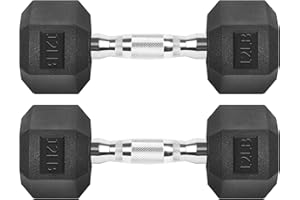 ZOOMSTER Hex Dumbbells Rubber Coated Cast Iron Hex Black Dumbbell Free Weights for Exercises