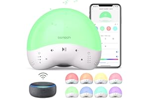 bonoch Baby Sound Machine, Night Light, OK-to-Wake Clock, Time-to-Rise Sleep Trainer, White Noise Machine for Sleeping Baby, 25 Sounds for Kid Adult, Timer, Dimmable & APP & Voice Control with Alexa
