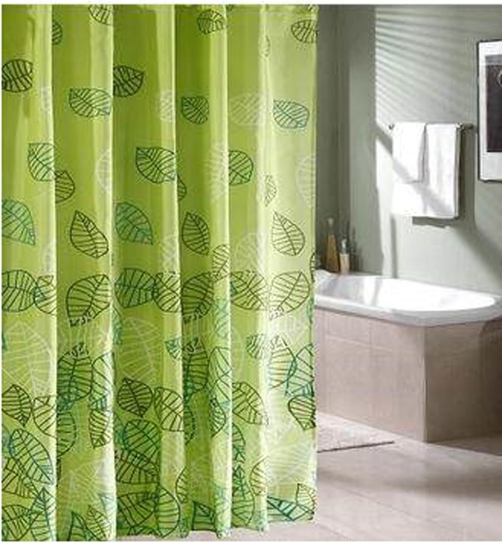 Gemdale Polyester Waterproof Mildew Resistant Shower Curtain Liner, Green Leaves Shower Curtains