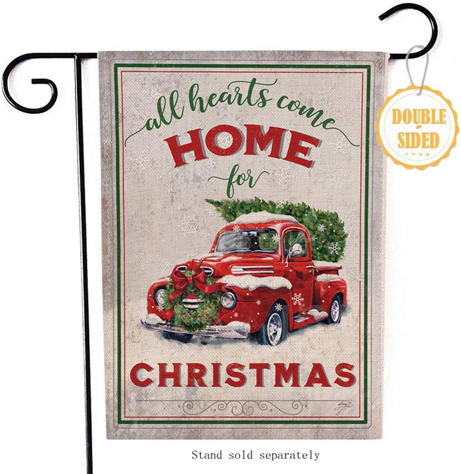 Hzppyz All Hearts Come Home for Christmas Garden Flag