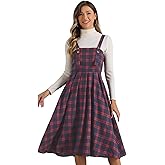 Allegra K Women Plaid Dresses Overall Vintage Sleeveless A-Line Suspender Dress Casual Pinafore Dress