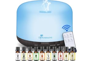 Diffuserlove Essential Oil Diffuser 500ML Aromatherapy Diffuser Mist Humidifiers 7 Color LED Lights Diffusers for Home Office