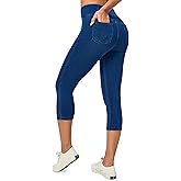 Heathyoga Capri Jeans for Women Stretchy Pull On Jeggings for Women Denim Jean Capris Pants Capri Leggings with Pockets