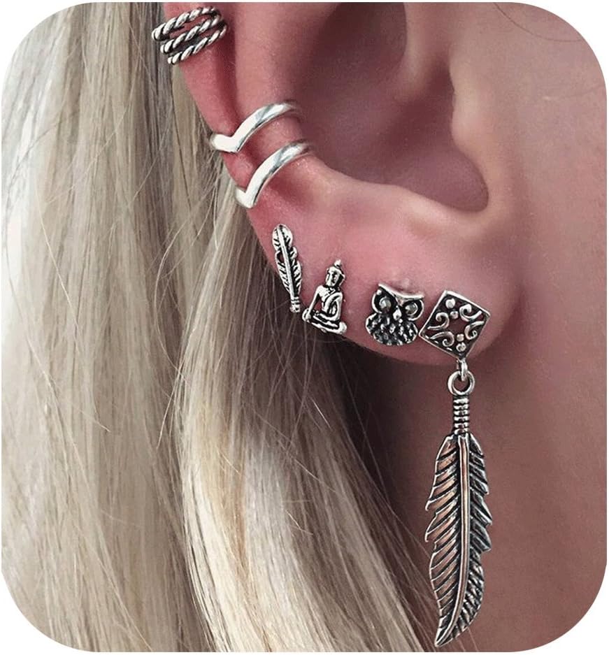 Defiro Boho Earring Set Punk Vintage Punk Leaf Sun Earring Women Jewelry