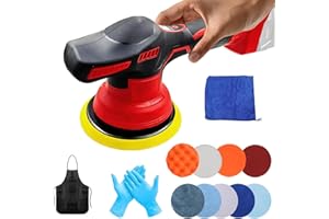 Cordless Car Buffer Polisher for Milwaukee 18V Battery,Up to 6800RPM,8 Variable Speed Car Buffers and Polishers Kit,6 Inch Br