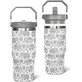 Zifmrtrwn Elephant Tumbler with Handle and Flip Straw Gray Elephant Cup Insulated Leak Proof Coffee Travel Mug Water Bottle Elephants Gifts for Women Christmas Mothers Day Birthday-30 oz(1PCS)