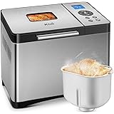 KBS 2LB Bread Maker, 19-in-1 Automatic Bread Machine Stainless Steel with Ceramic Pan,15H Timer&1H Keep Warm, Sourdough, Glut