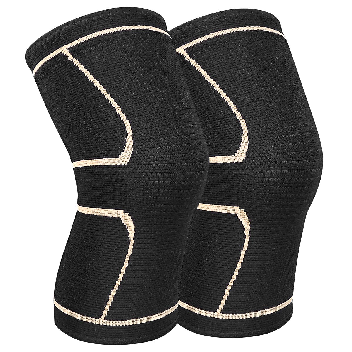 Knee Supports for Men Women - WASPO Copper Compression Knee Sleeve for Arthritis Pain Relief Meniscus Tear, Nonslip Sport Knee Brace for Running Squats Weight Lifting Football-Black Gold-X-Large