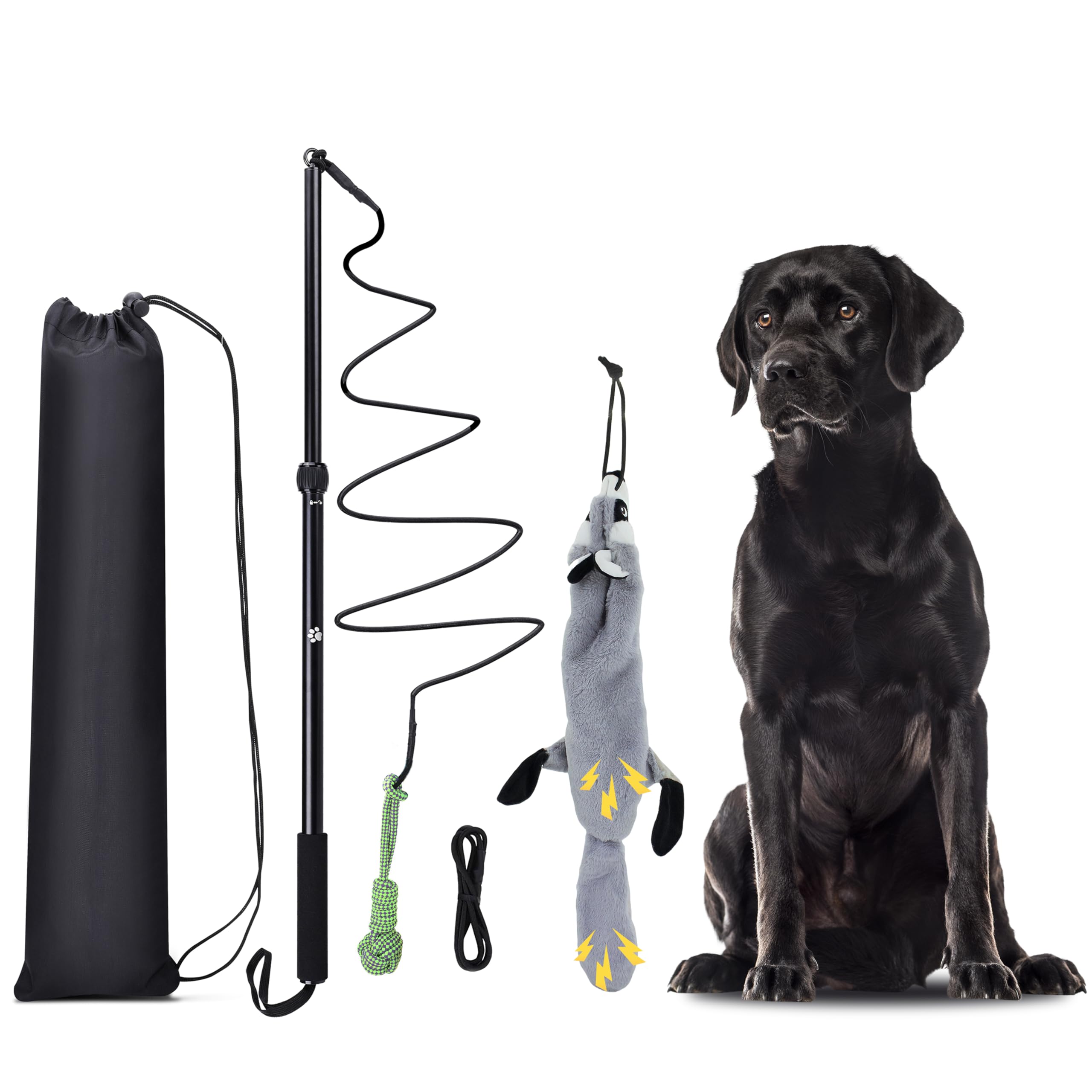 KOXXUD Flirt Pole Dogs, Dog Flirt Pole Extra Strong for Large Medium Small Dogs to Keep the Dog Entertained and Physically Exhausted Ball+Beaver