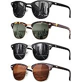 FURISHQI Classic Polarized Sunglasses for Men and Women Retro Style Semi Rimless Frame Sun Glasses 100% UV Protection Goggles