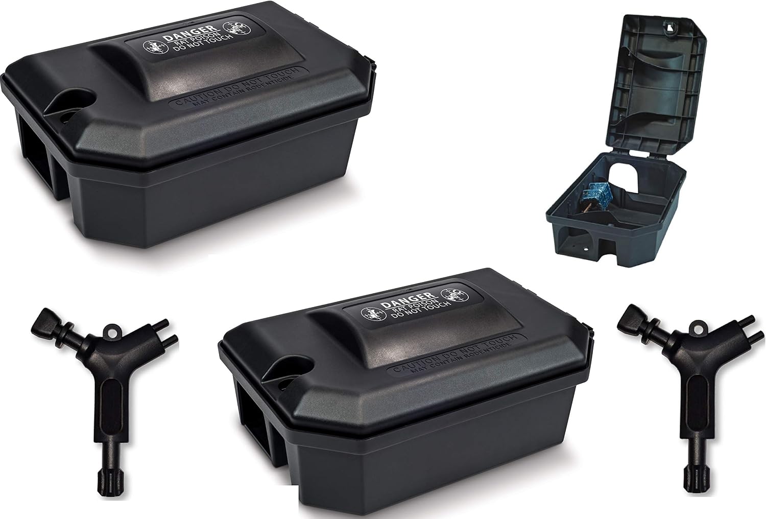 2 EXTERMINATOR RAT BAIT STATION POISON KILLER BOX, Black - Image 3
