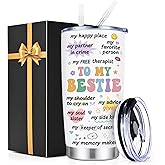Lifecapido Bestie Gifts for Women, Best Friend Birthday Gifts for Women, To My Bestie 20oz Insulated Tumbler, Friendship Best Friend Birthday Valentines Day Gift for Bestfriend Woman Sister