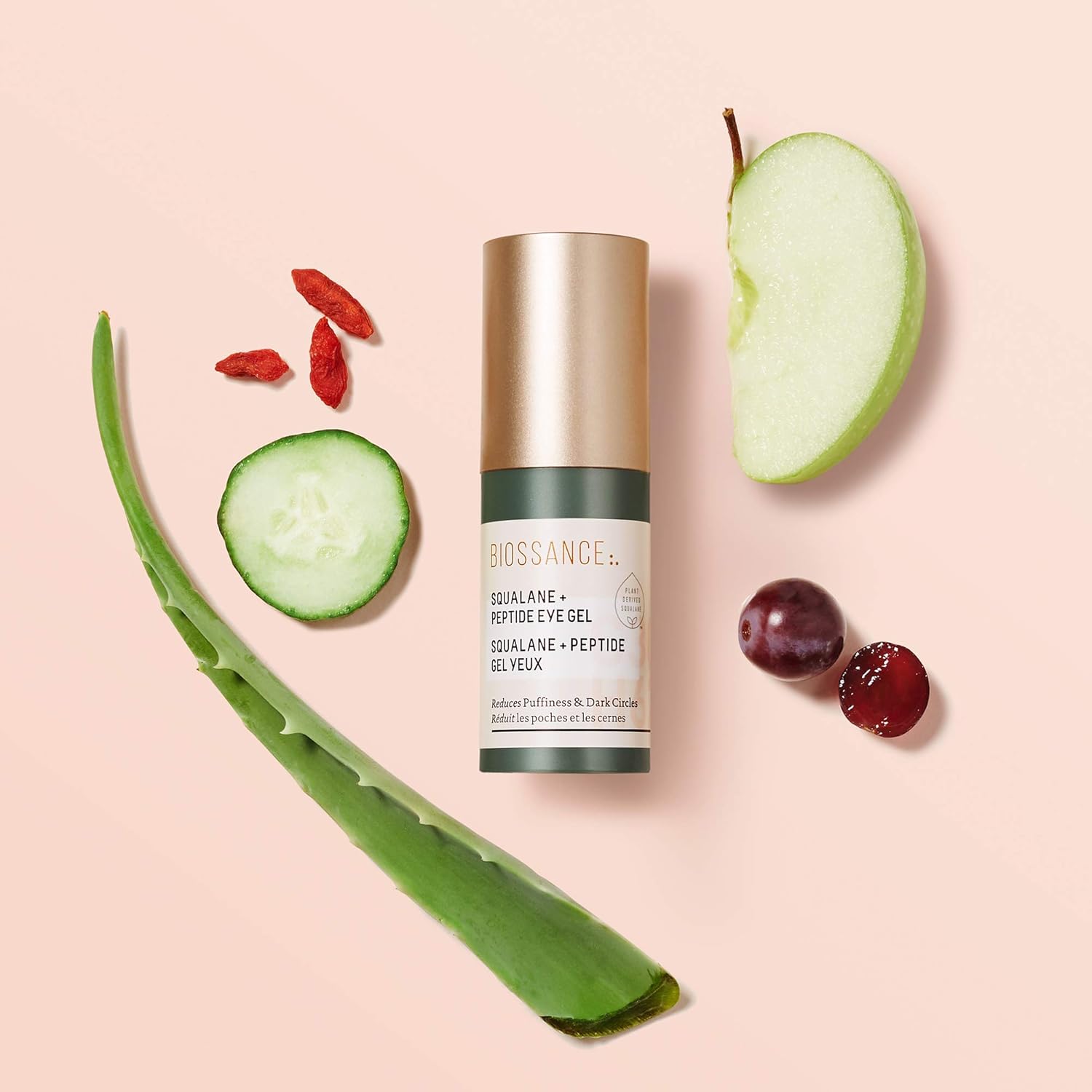 Biossance Squalane + Peptide Eye Gel - Ultra-Hydrating Eye Gel for Puffiness + Dark Circles - No Parabens + Fragrance-Free (15ml): Beauty