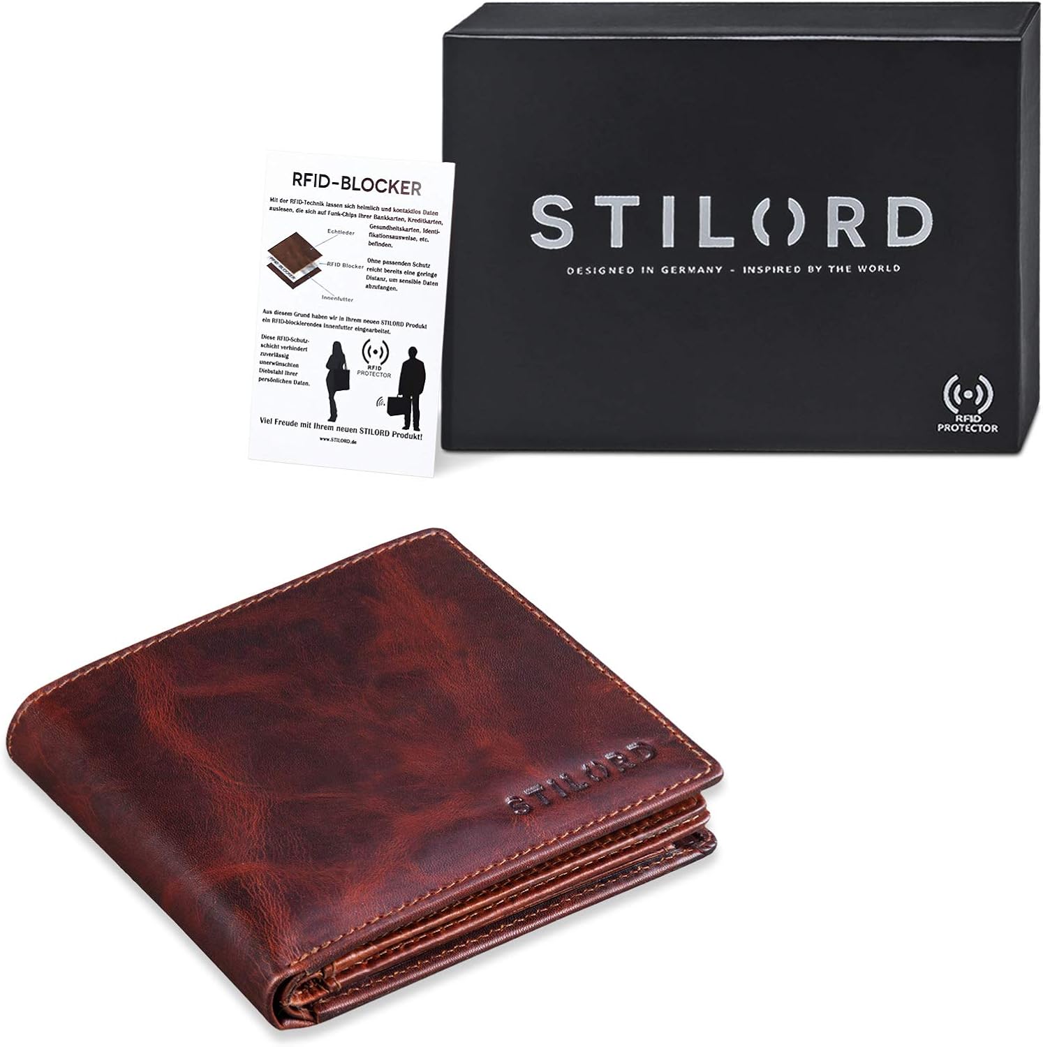STILORD "Guillermo" Leather Wallet with RFID Blocker with Credit Card Holder and Coin Pocket Gift Box Vintage Design Colour:Milano - Image 3