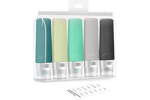 FUNAURORE Leak Proof Travel Size Bottles, 5 Pack 3 OZ TSA Approved Travel Bottles for Toiletries with Labels, Refillable Silicone Toiletries Containers Accessories for Shampoo Conditioner Lotion Liquid